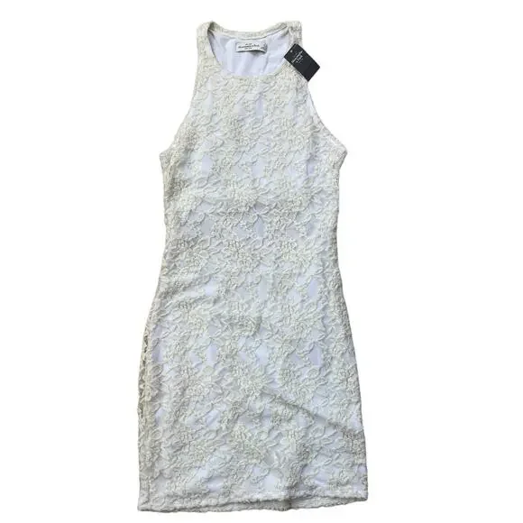 Abercrombie & Fitch | Dresses | Abercrombie Fitch Lace Back Cutout Mini  Dress Bodycon Cream Size Small | Poshmark